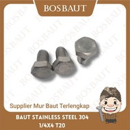304 Stainless Steel Bolts 1/ 4x4 - B/O SS304 1/4X4 T20