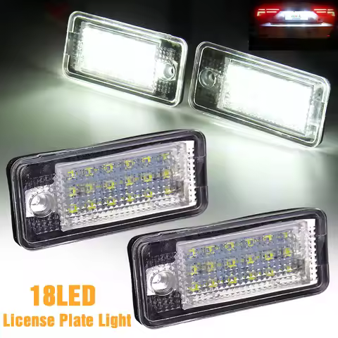 2pcs License Number Plate Light 18LED Error Free For Audi A3 S3 A4 B6 A6 S6 A8 RS4 8E0807430A 8E0807