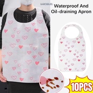 NARCISSUS13A0E 10Pcs/Bag Disposable Aprons, Heart Printed Anti-fouling Bib, Portable Non Woven Oil-p
