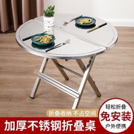 HY-6/Stainless Steel Portable Foldable round Table Small Square Table Dining Table Dining Table Household Square Outdoor