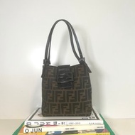 Fendi啡色老花皮革肩帶手提袋腋下包 日本中古Vintage