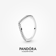 Pandora Sparkling Wishbone Silver Ring