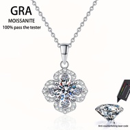【 GRA Certificate Attached 】 1CT moissanite necklace, simple clover pendant S925 pure silver women's