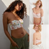 Aerie Show Off Eyelet Garden Organic Cotton Corset Strapless Bustier Bra / Sofia Liquid Longtorso Br