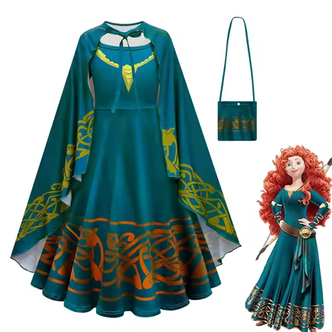 Dress Girl Brave Merida Rapunzel Princess Cloak Halloween for Kid Merida Cosplay Anime Fancy Festiva