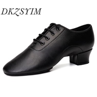 【Wireless】 Dkzsyim Men Latin Dance Shoes Ballroom Modern Tango Salsa For Boys/adults Man Dance Shoes Lace-Up Black Color 3.5cm