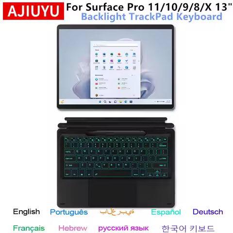 Bluetooth Keyboard For Microsoft Surface Pro 11 2024 10 9 8 X Wireless TouchPad Backlit keyboard for