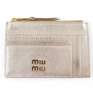 Miu Miu 標誌五金皮革小錢包/卡包/零錢包，金色，帶原裝盒，意大利​​製造，女士款，成色極佳。
