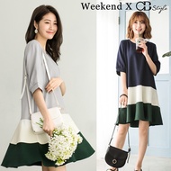 SG LOCAL WEEKEND X OB DESIGN CASUAL WORK WOMEN CLOTHES SHORT PUFF SLEEVE MIDI DRESS 2 COLORS S-XXXL SIZE PLUS SIZE