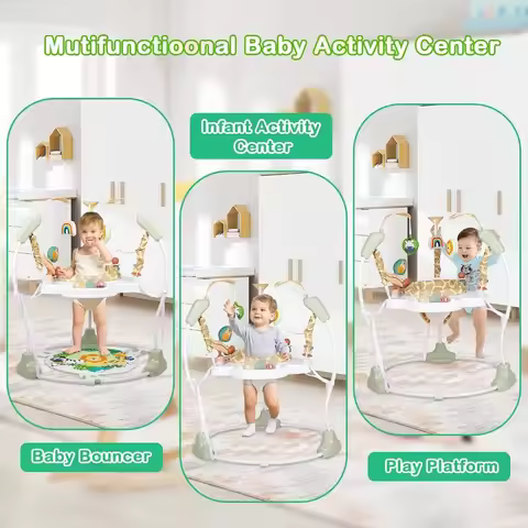 Baby Activity Center with 360 Rotating Seat Music Lights Toys for Infants 6 Months Plus Adjustable H