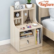 RaySure - 大容量牀頭櫃簡約多功能儲物櫃臥室牀邊櫃多格置物收納櫃【A款】【木色】
