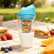 New Double-Layer Breakfast Cup Portable Cereal Cup On-the-Go Portable Milk Cereal Tumbler