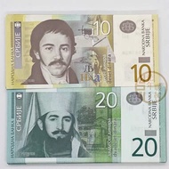 2 Pieces Set Coins Serbia 10,20 Dinar Banknotes Foreign Banknotes Various Countries Coins Foreign Cu