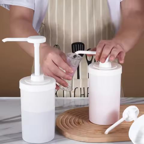 10/15/20/30CC Liquid Dispenser With Scale Coffee Syrup Drip Bottle With Hydraulic Pump Nozzle Head K