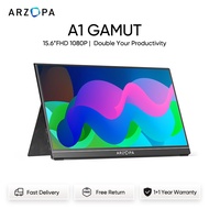 Arzopa 15.6 จอภาพแบบพกพา FHD 1080P IPS USB-C Mini-HDMI ภายนอกหน้าจอที่สองสําหรับ Mac แล็ปท็อป PC And