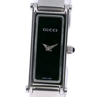 二手 Gucci 1500L 不鏽鋼石英錶，附模擬顯示和黑色錶盤，適合女士。
