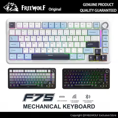 F75 Mechanical Keyboard FREEWOLF * AULA F75 Bluetooth Three-mode Keyboard,Dedicated for Gaming and O