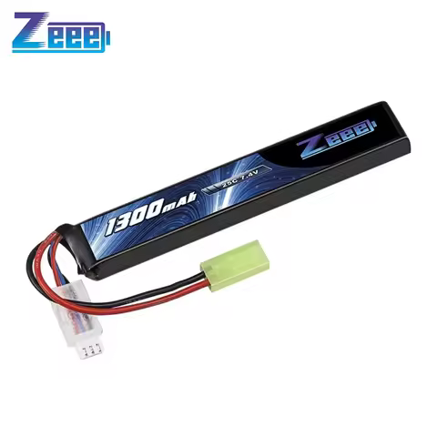 Zeee 7.4V 25C 1300mAh Airsoft Lipo Battery 2S Stick Battery with Mini Tamiya Plug for Airsoft Gun Ri