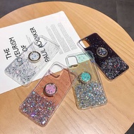 Oppo Realme 5 Pro 3 XT X2 Q F1s A83 A59 A77 F3 A59S Reno 2Z 2F Z 10 ACE Case Glitter Silver Foil Clear Starry Sky Bling Soft TPU Phone Cover With Stand Ring Holder Casing Fashion Shell