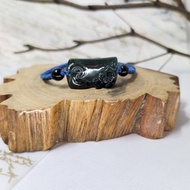 【純翠】天然翡翠 玩家級老藍水蓮花悟道純銀扣手繩 含台灣證書