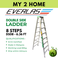 ORIGINAL DS08 8 Steps Heavy Duty Aluminium Double Sided Ladder 8 Step Tangga Lipat Double Side Everlast Strongman Ladderman Double side Steps Ladders Stairs 家用梯子 楼梯 MY2HOME