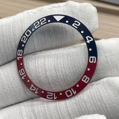 Original Ceramic Blue Red Bezel Insert Ring 24 Hours GMT 38mm*30.5mm for Rlx SUB Watch Replace Acces