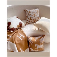 Brown Jacquard Horse◆TEXDREAM Attitude Sofa Pillow French Medieval Living Room Fur Cushion Light Lux