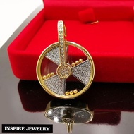 Inspire Jewelry ,จี้กังหัน กังหันแชกงหมิว ใบพัดสวยงามประดับเพชรCZ เกรดพรีเมี่ยมหรู วงล้อกังหันหมุนได้ 360 องศามีเสียง นำโชค เสริมดวง อายุยืน ปราศจากภัยทั้งปวง เงินทองไหลมาเทมา ตัวเรือนหุ้มทองแท้ 24K ขนาด 2 x 2.7 CM พร้อมกล่องกำมะหยี่