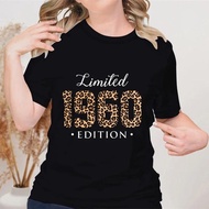 Women's Clothing Limited Edition 1960 Birthday Retro Designs Tops Round Neck 64th Birthday Gifts Leo