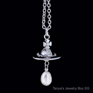 0109-YWGB fashion accessories Xijia Baroque Freshwater Irregular Pearl Saturn 3D Orb Necklace Light 