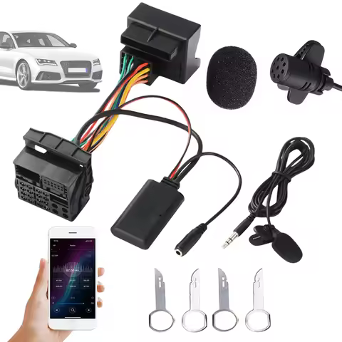 Car Bluetooth-Compatible Aux-in Adapter Hands-Free Call Microphone Handsfree Wiring BT Audio AUX-IN 