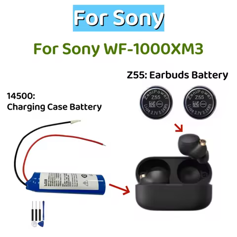 New ZeniPower 3.7V Z55 Battery For Sony WF-1000XM3 WF-SP900 WF-SP700N WF-1000X TWS Earbuds Earphone 