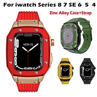 Luxury Aluminum Alloy Case For iWatch series 8 7 se 6  5 4 For iwatch Band 44mm 45mm Silicone Rubber Metal Modification Kit