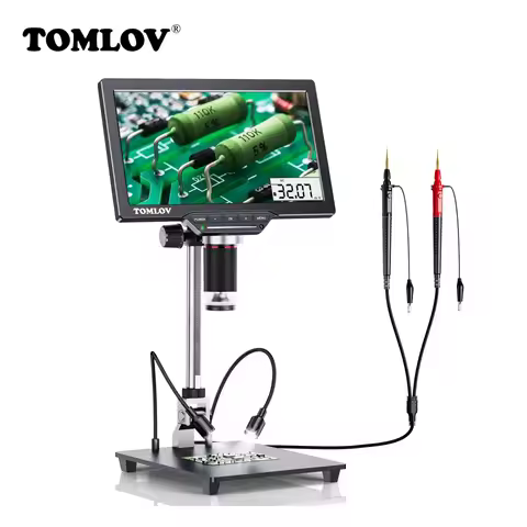 TOMLOV DM201M Digital Microscope with Multimeter Soldering HDMI USB Microscope for Electronic Repair