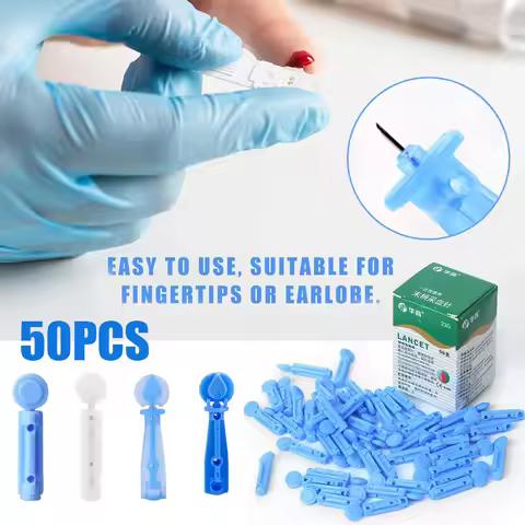 50pcs Blood Lancet Pen Disposable Needles Pen Glucose Meter Diabetes Test Sterile Lancets Vent Drain