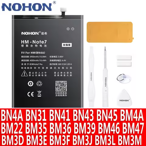 NOHON BN4A BM46 BN41 BN43 BM47 BM22 BM35 BM36 BM3E BM3L Battery For Xiaomi Redmi Note 2 3 Pro 4 4X 5