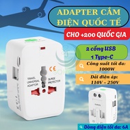 4-in-1 Travel Multi-Purpose Socket Adapter - International Travel Adapter with USB & Type-C - Intern