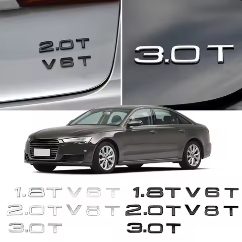 Emblem for Audi 1.8T 2.0T 2.4 3.0 T 3.2 3.6 A3 A4 A5 A6L A7 A8L Q3 Q5 Q7 Four Wheel Drive Car Trunk 