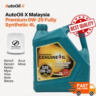 [Perodua 0W-20 4L Fully Synthetic Engine Oil Genuine Minyak Enjin SAE 0W-20 Myvi Bezza