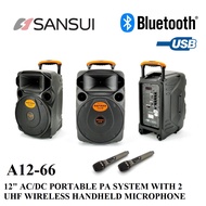 SANSUI A12-66 12 Inch Portable Speaker with Bluetooth & Wireless Microphone