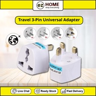 [3-Pin Travel Adapter] Universal 3-Pin Travel Adapter Plug Head UK 3 Pin Adapter Socket US/EU/AU to UK Plug Adapter