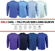 (4XL - 7XL) Plus Size Soft Cotton Long Sleeve T-Shirt Unisex 160gsm Baju Kosong Lengan Panjang RNL2 Group C