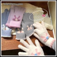 [FF] Touch Screen Knitted Gloves Wool Warm Five Fingers Winter Riding Bow Gloves [TH]