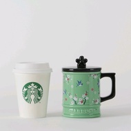 Starbucks Cup 24 Spring Pastoral Series Green Fresh Small Floral Ceramic Coffee Desktop Cup Mug