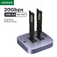 UGREEN M.2 SSD Docking Station USB 3.2 20Gbps Dual-Bay for M.2 NVMe SSD Disk Case HDD Box Dock Suppo