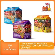 (Ready Stock)Vits Instant Noodles 78g x 5 pkts (Tomyam, Seafood, Shallot Chicken) (Mi Segera maggi)