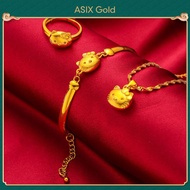 [3 in 1 set] ASIX GOLD 916 Gold Necklace Bracelet Ring KT Cat Jewelry Set