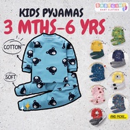 Pyjamas Kids Set Baju Tidur Kanak Kanak Lelaki Perempuan 3 Bulan Hingga 6 Tahun Cotton Lembut