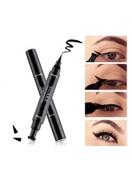 1 Pieza Impermeable Pluma Delineador De Ojos De Doble Cara Con Sello De Triángulo Líquido Delineador De Ojos Negro De Secado Rápido