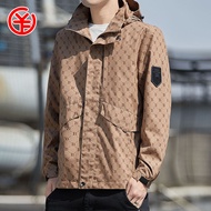 YGTOF Mens Waterproof Hooded Jacket Zipper Tactical Jacket For Outdoor Windbreaker Motorcycle Jacket